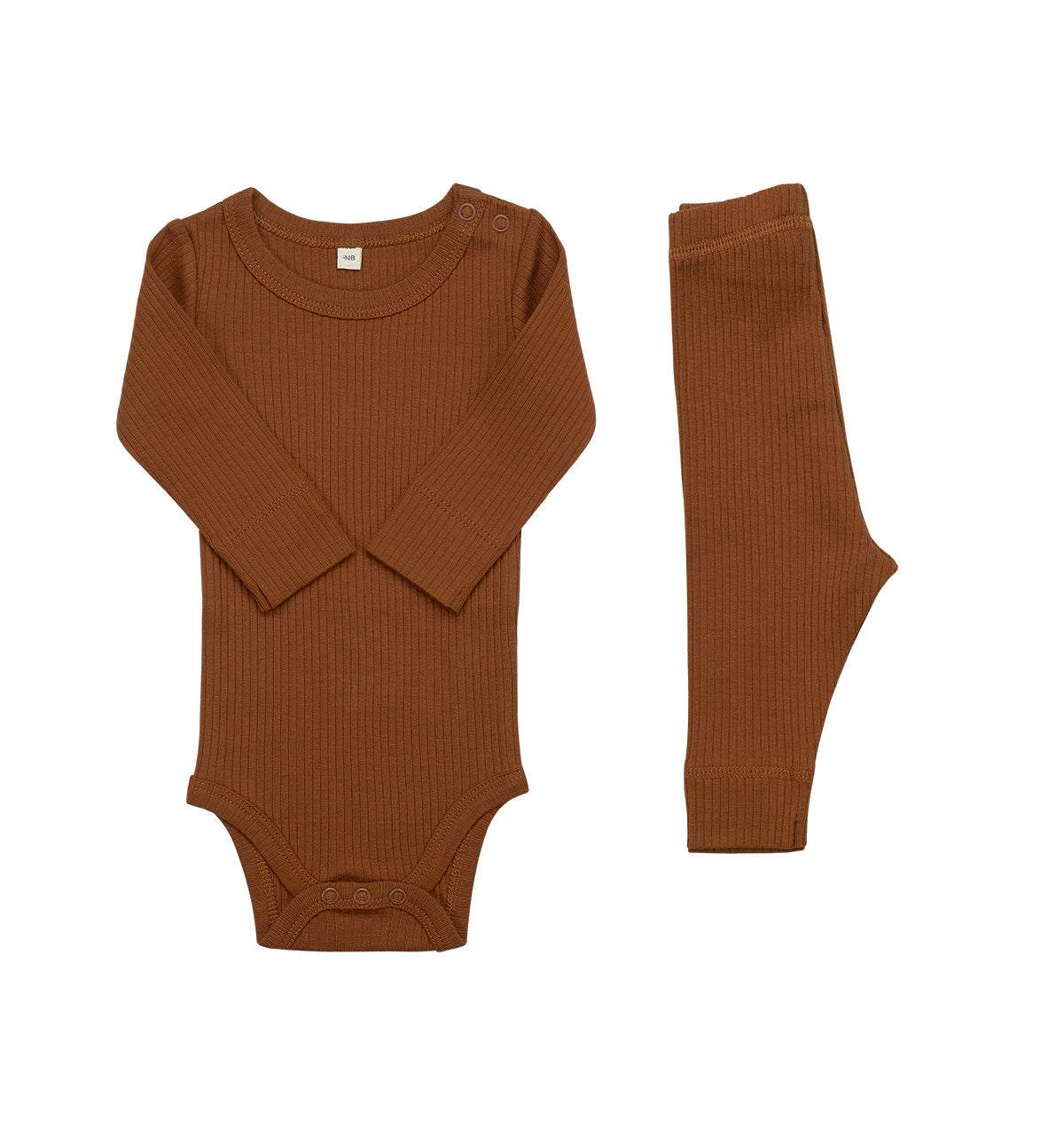 Long Sleeve Onesie + Pant Set - Caramel