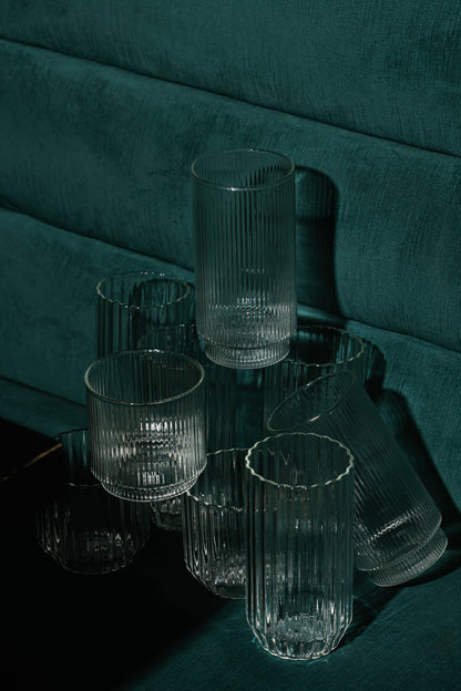 Hudson and Oak -  Set of 4 Tall Ridged Glassware