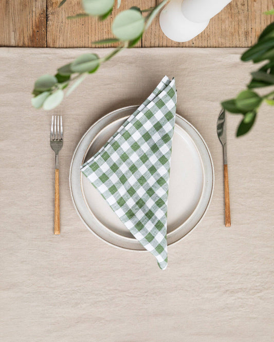 MagicLinen - Set of 2 Forest Green Gingham Linen Napkin