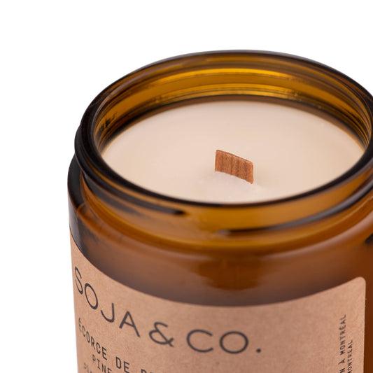 Soy Wax Candle | Pumpkin + Tobacco: 8oz - Wood Wick