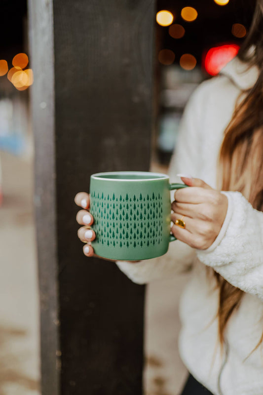 Pine Trees Ceramic Mug - Green