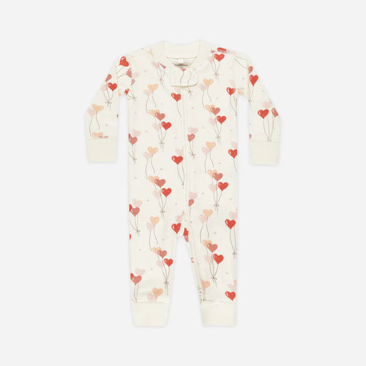 Zip Long Sleeve Sleeper - Heart Balloons