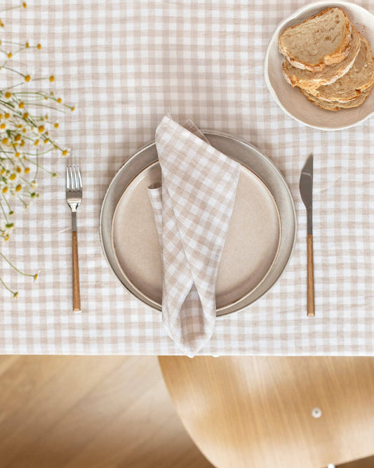 MagicLinen - Set of 2 Natural Gingham Linen Napkin